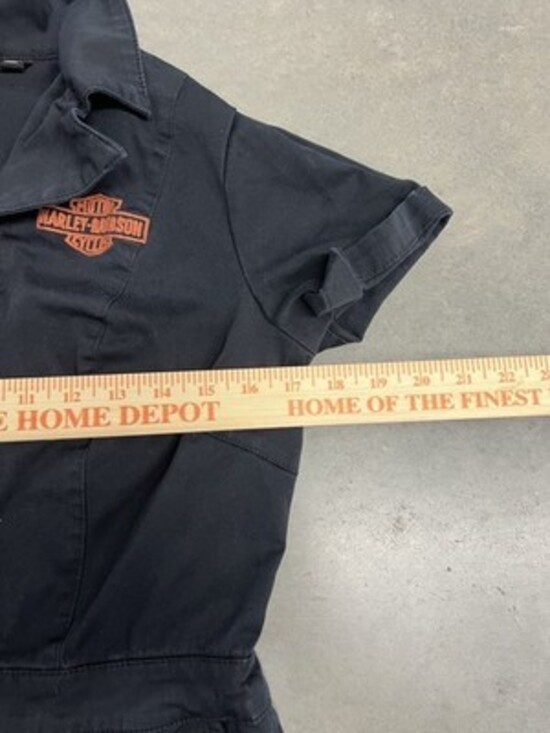 Harley-Davidson Black Workwear Romper Shorts Embroidered Logo Womens L Orange
